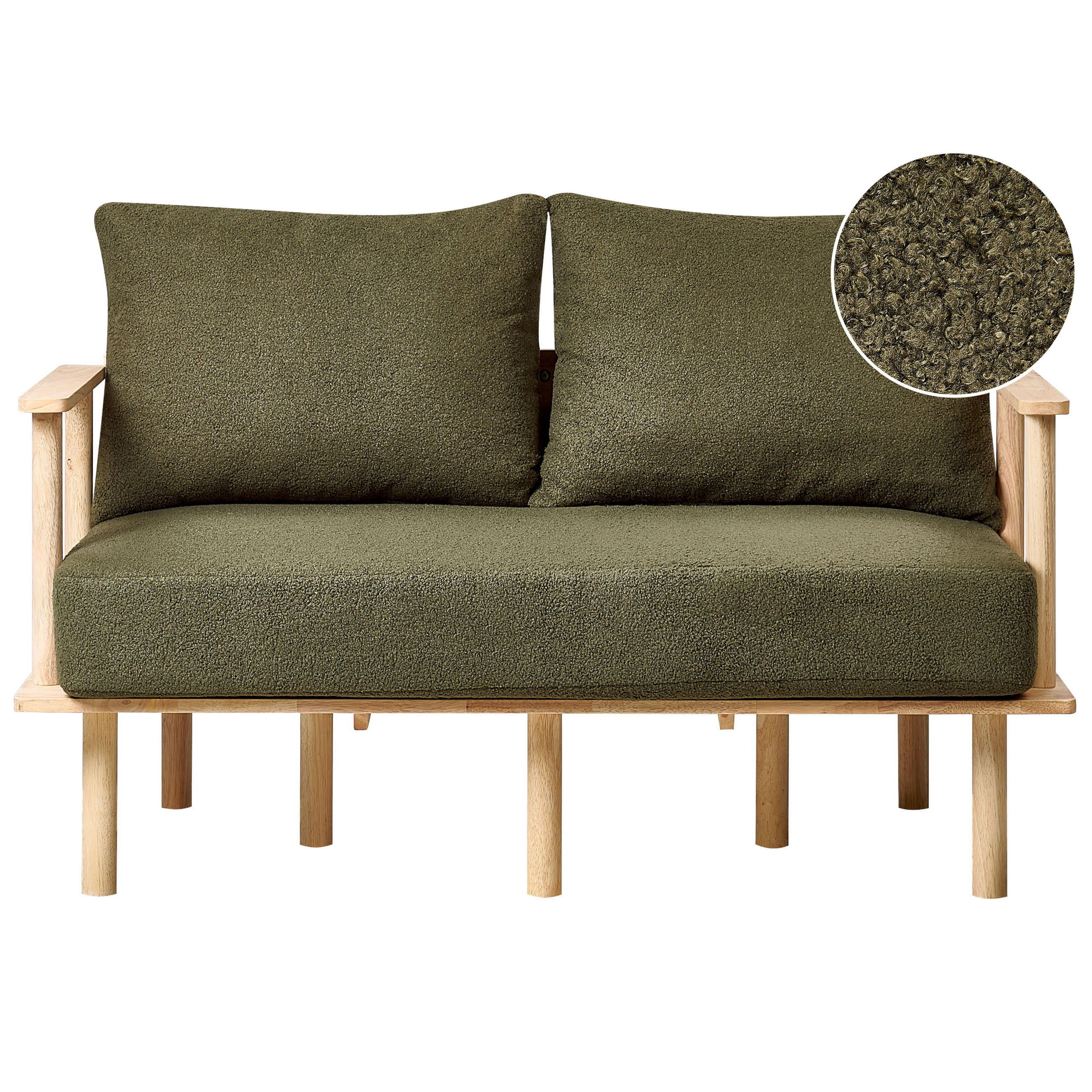 2-SITZER-SOFA Bouclé Dunkelgrün Asker - Braun/Grün, Textil (133/87/74cm) - Beliani
