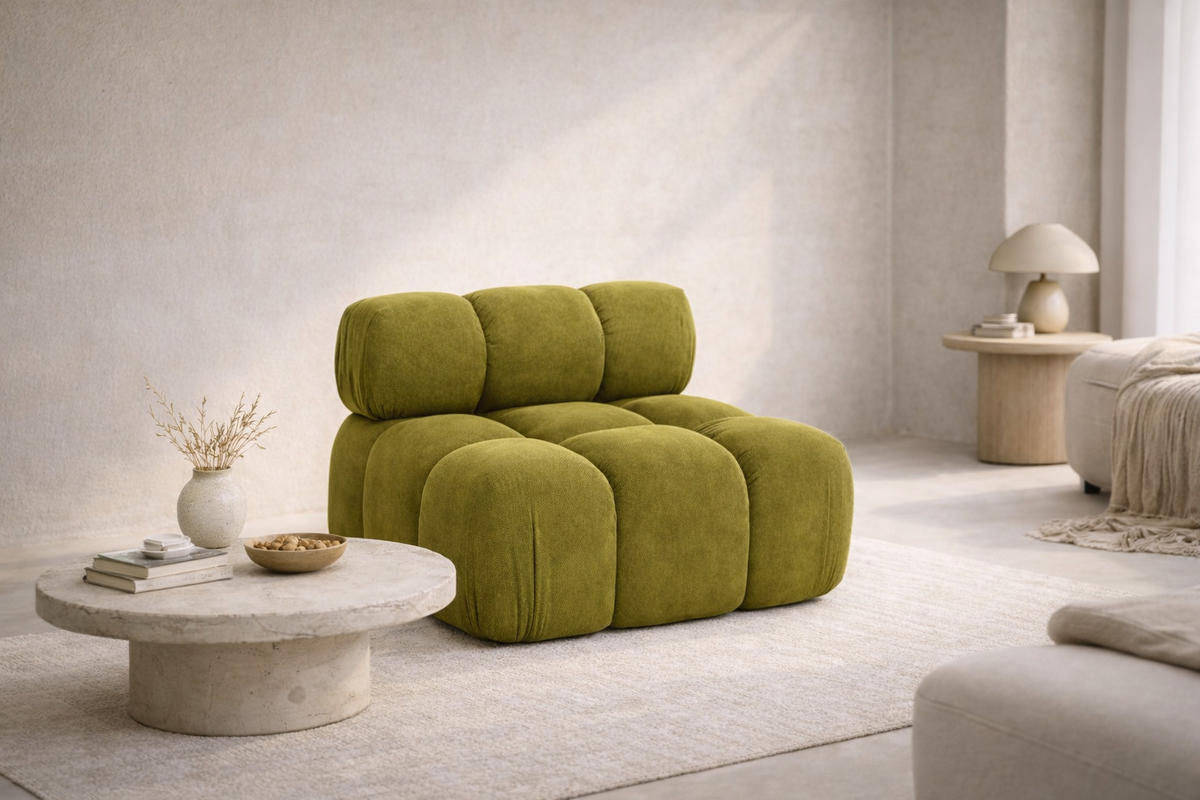 MODUL Mittig, Für Modulares System, Stoff Salvador, Olive, Selia - Olivgrün, Holz (95/70/95cm) - Kaiser Möbel