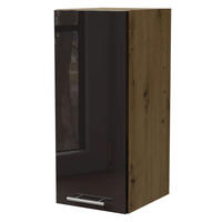 KÜCHENHÄNGESCHRANK Essen W2/30 Schwarz Hochglanz / Eiche Artisan Matt 30 / 32,5 / 72cm - Schwarz Hochglanz/Schwarz, Holz/Holzwerkstoff (30/72/32.5cm) - Feldmann-Wohnen