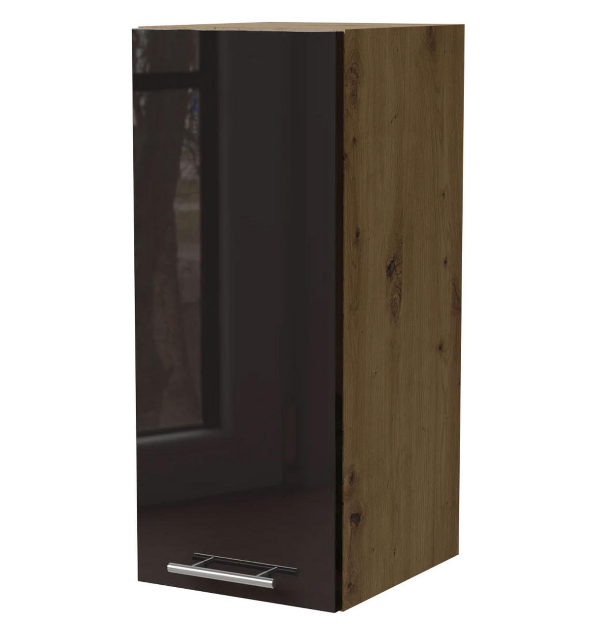 KÜCHENHÄNGESCHRANK Essen W2/30 Schwarz Hochglanz / Eiche Artisan Matt 30 / 32,5 / 72cm - Schwarz Hochglanz/Schwarz, Holz/Holzwerkstoff (30/72/32.5cm) - Feldmann-Wohnen