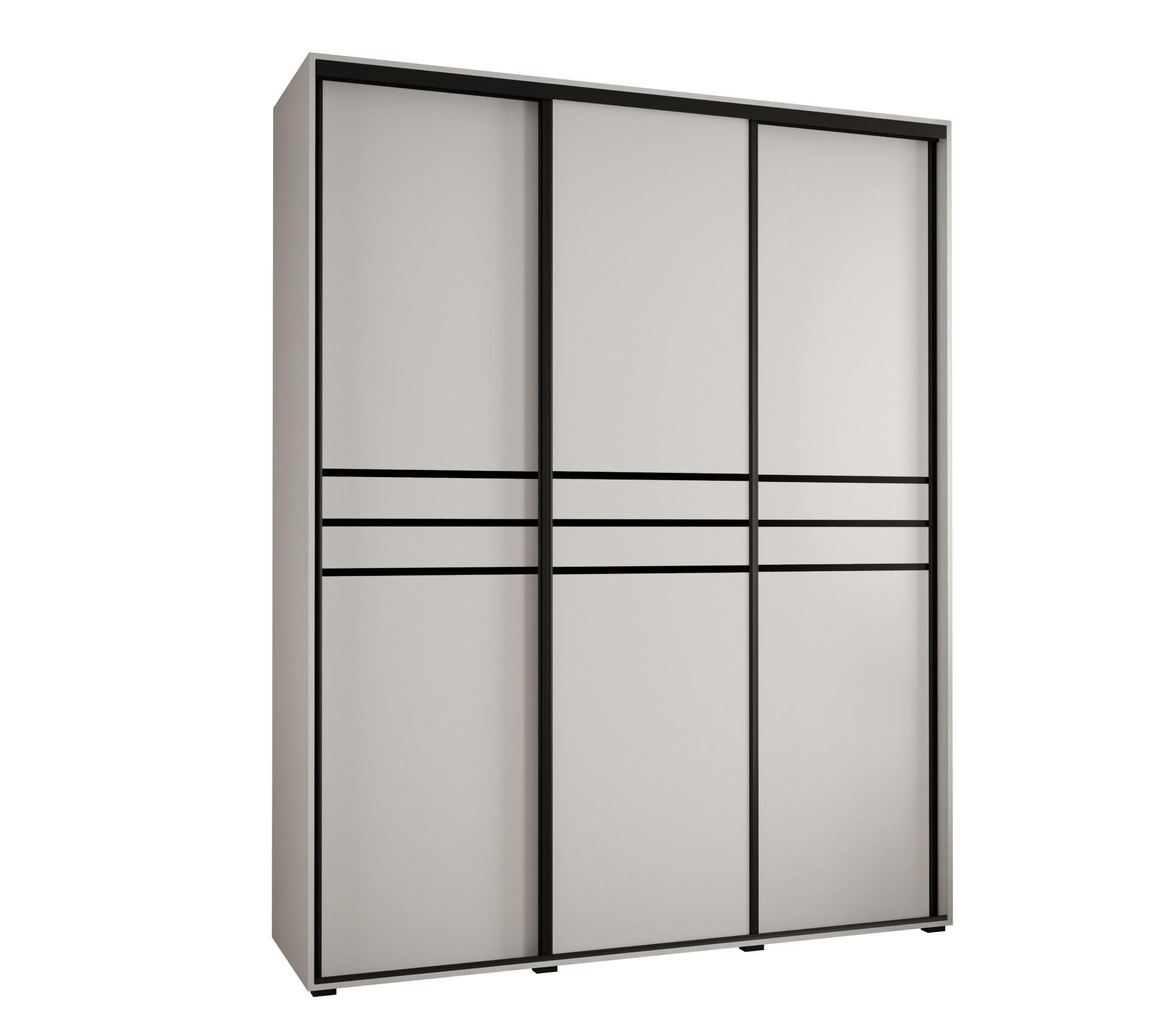 Abiks Möbel Schwebetürenschrank Weiß, Weiß, Schwarz 200x235x45 cm