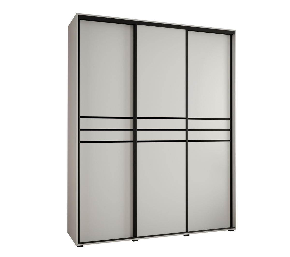 SCHWEBETÜRENSCHRANK 235,2/190/45 3-türig - Schwarz/Weiß, Holz/Metall (190/235/45cm) - Abiks Möbel