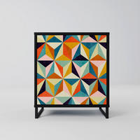 SIDEBOARD TESSELATE TREASURES, Schwarz, 57,5x42x67,5 cm, Schwarze Metall-Rahmenfüße - Multicolor/Schwarz, Holzwerkstoff/Metall (57.5/67.5/42cm) - SpaceRebels