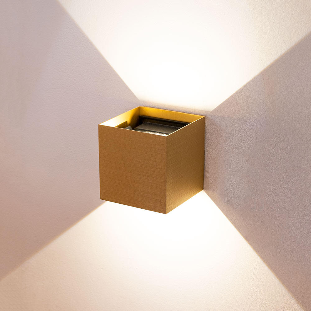 LED-WANDLAMPE Ixa Gold-Gebürstet Quadratisch - Goldfarben, Metall (10/10/10cm) - s.luce