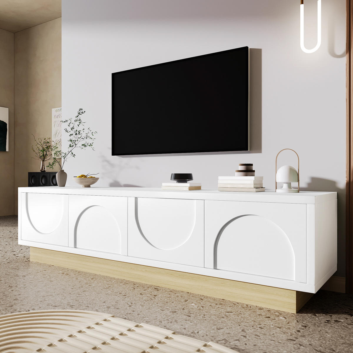 TV-SCHRANK 175 cm Holzoptik weiß - Weiß, Holzwerkstoff (175/41.5/40cm)