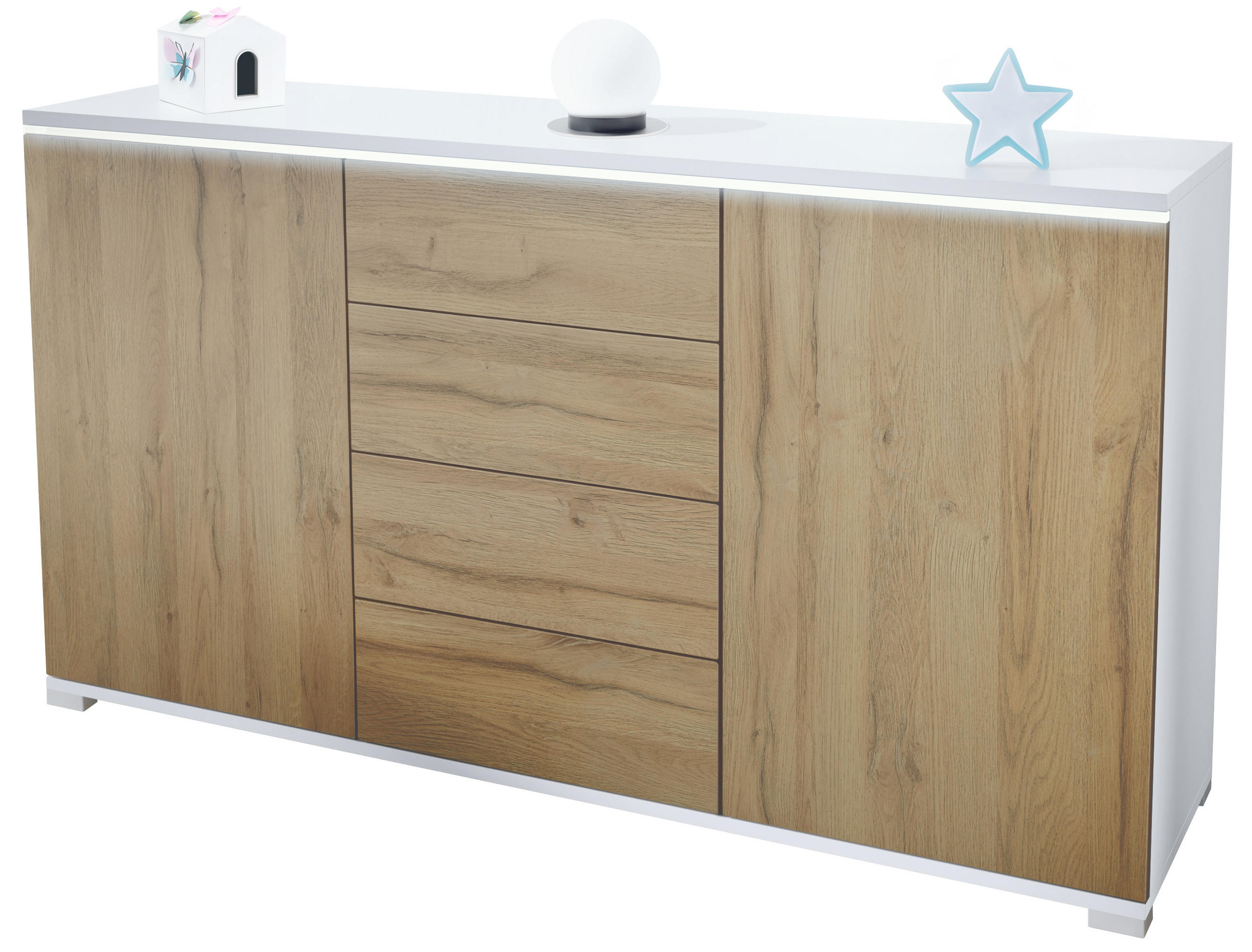 SIDEBOARD Faro Eiche Natur - Eichefarben, Holzwerkstoff (138.5/75.5/35cm) - Vladon