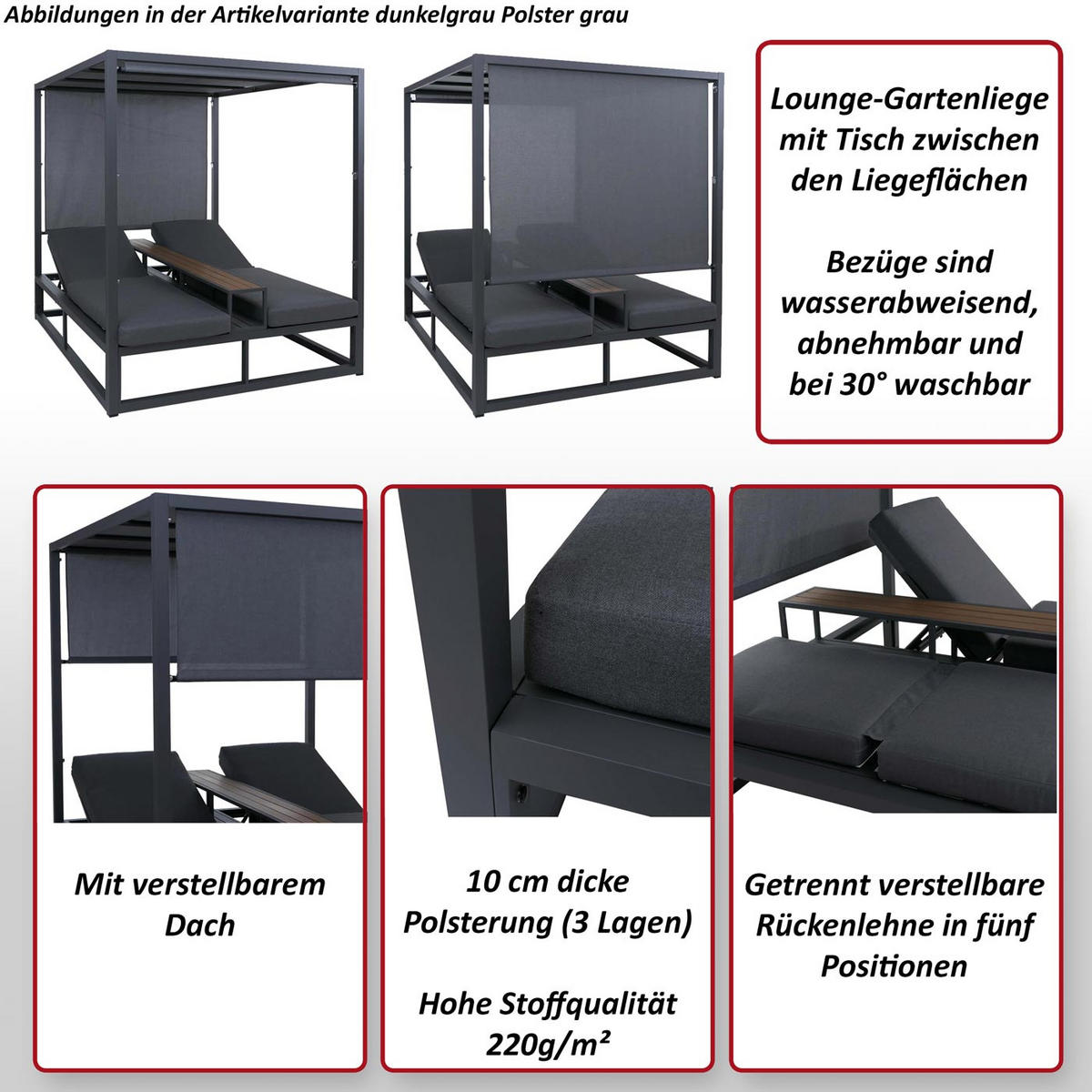 LOUNGE-GARTENLIEGE Dunkelgrün - Dunkelgrün, Textil (165/196/196cm) - MCW