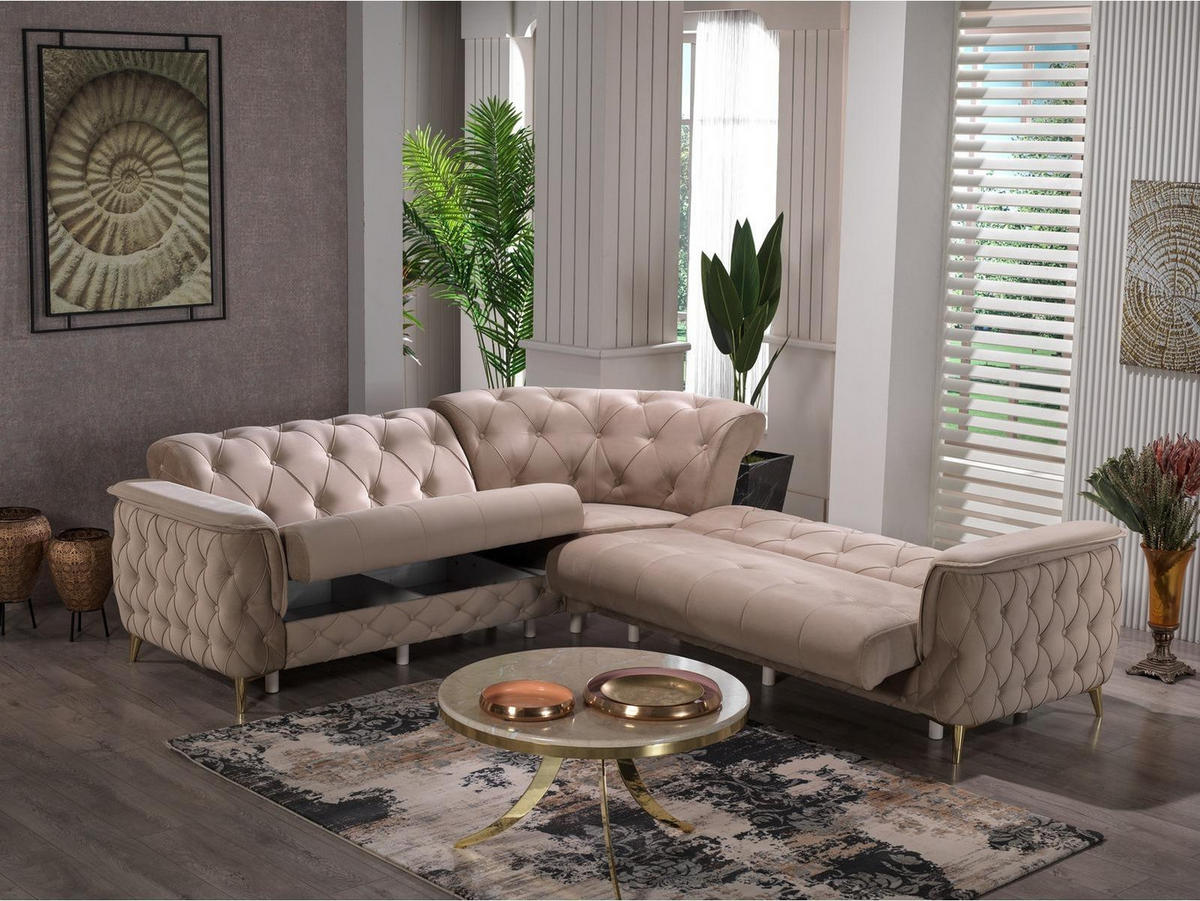 ECKSCHLAFSOFA Sucre Beige - Schenkel gleich lang - Beige, Holzwerkstoff/Kunststoff (315/315cm)