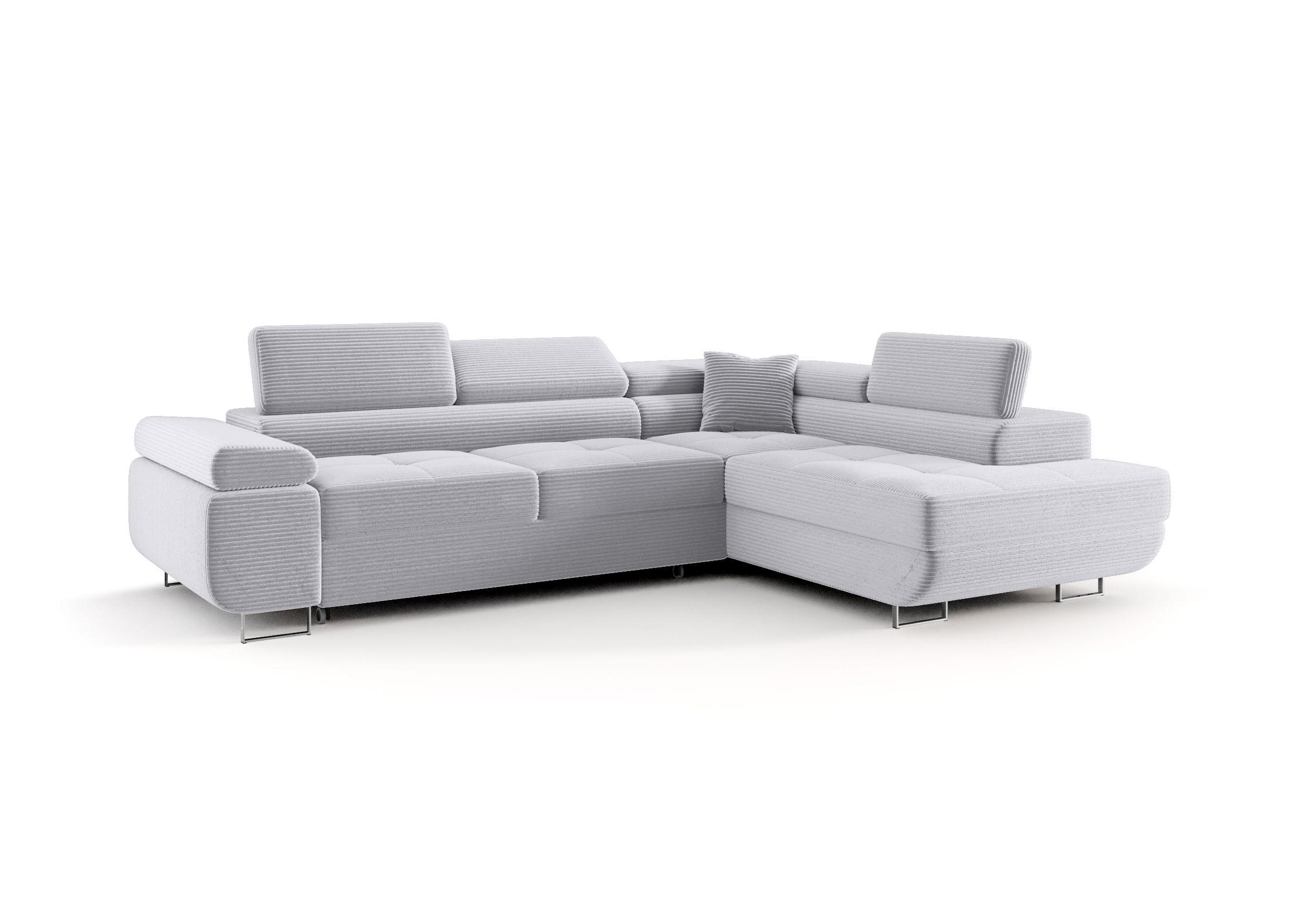 ECKSOFA EMILY mit Schlaffunktion Poso 110 Rechts - Hellgrau, Textil (275/200cm) - Bedante