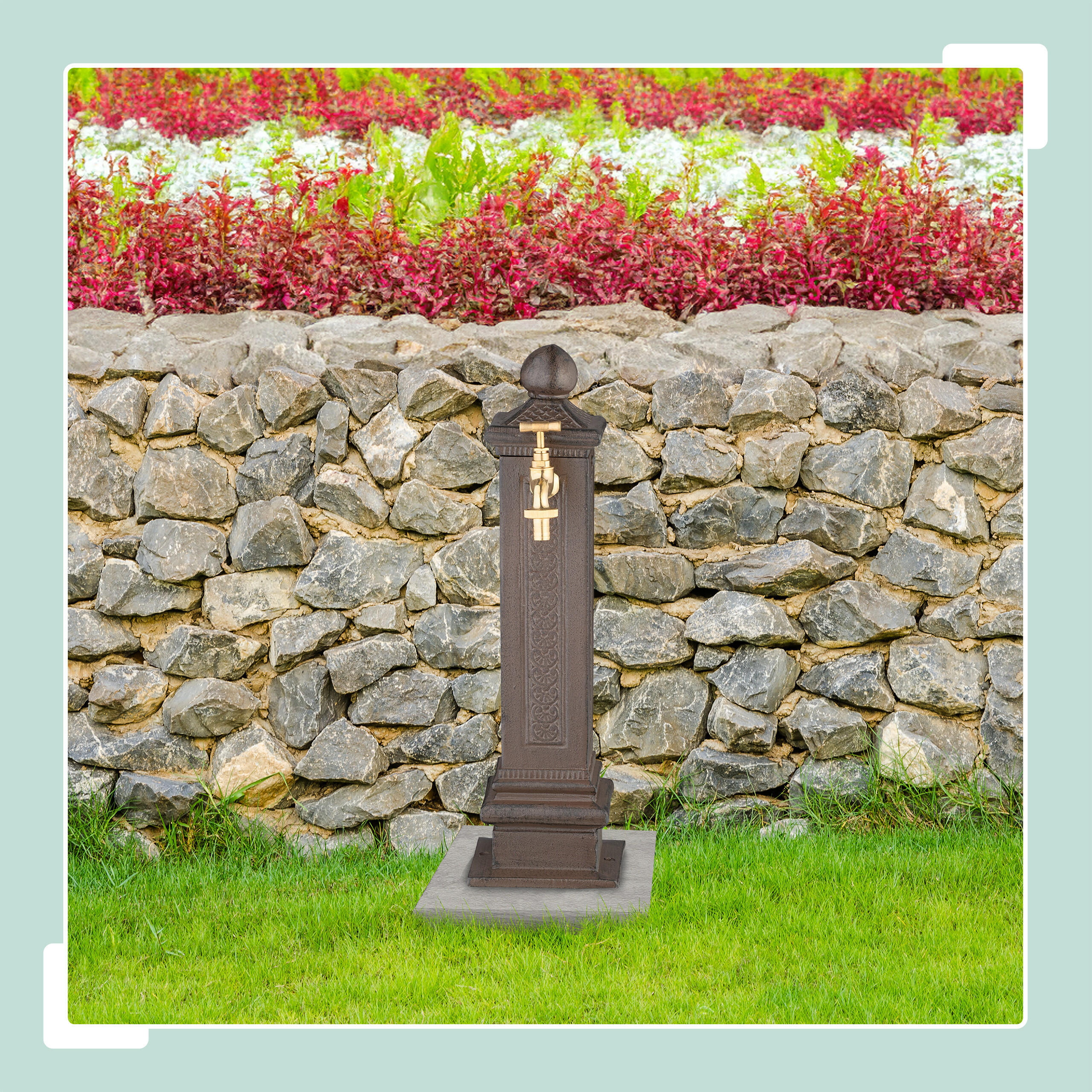 STANDBRUNNEN - Braun, Metall (18.5/14/47cm) - Relaxdays