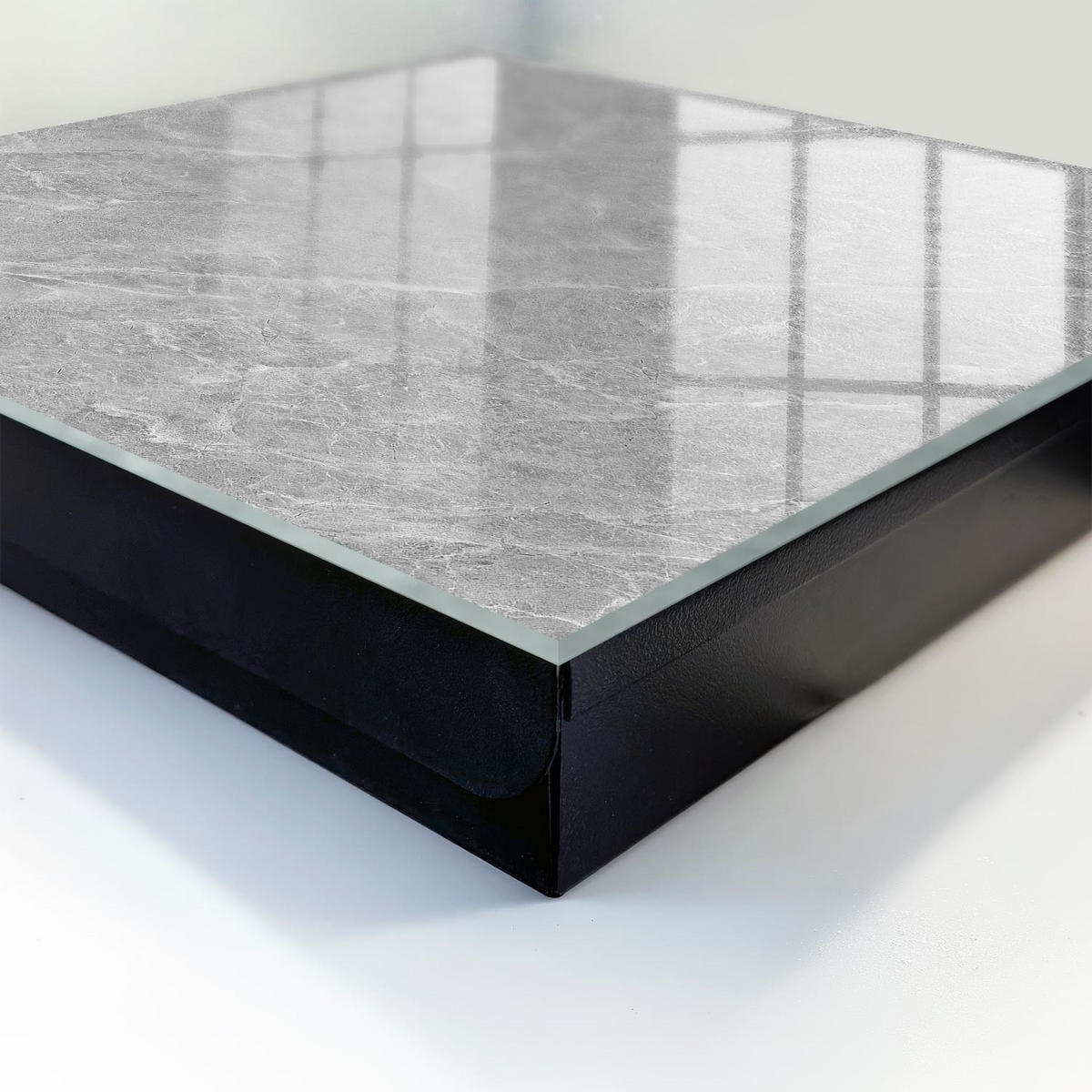 SCHLÜSSELBOX Schwarz 30x30 cm- Türöffnung nach rechts - Marmorstruktur - Grau, Metall (30/30/5cm) - TULUP