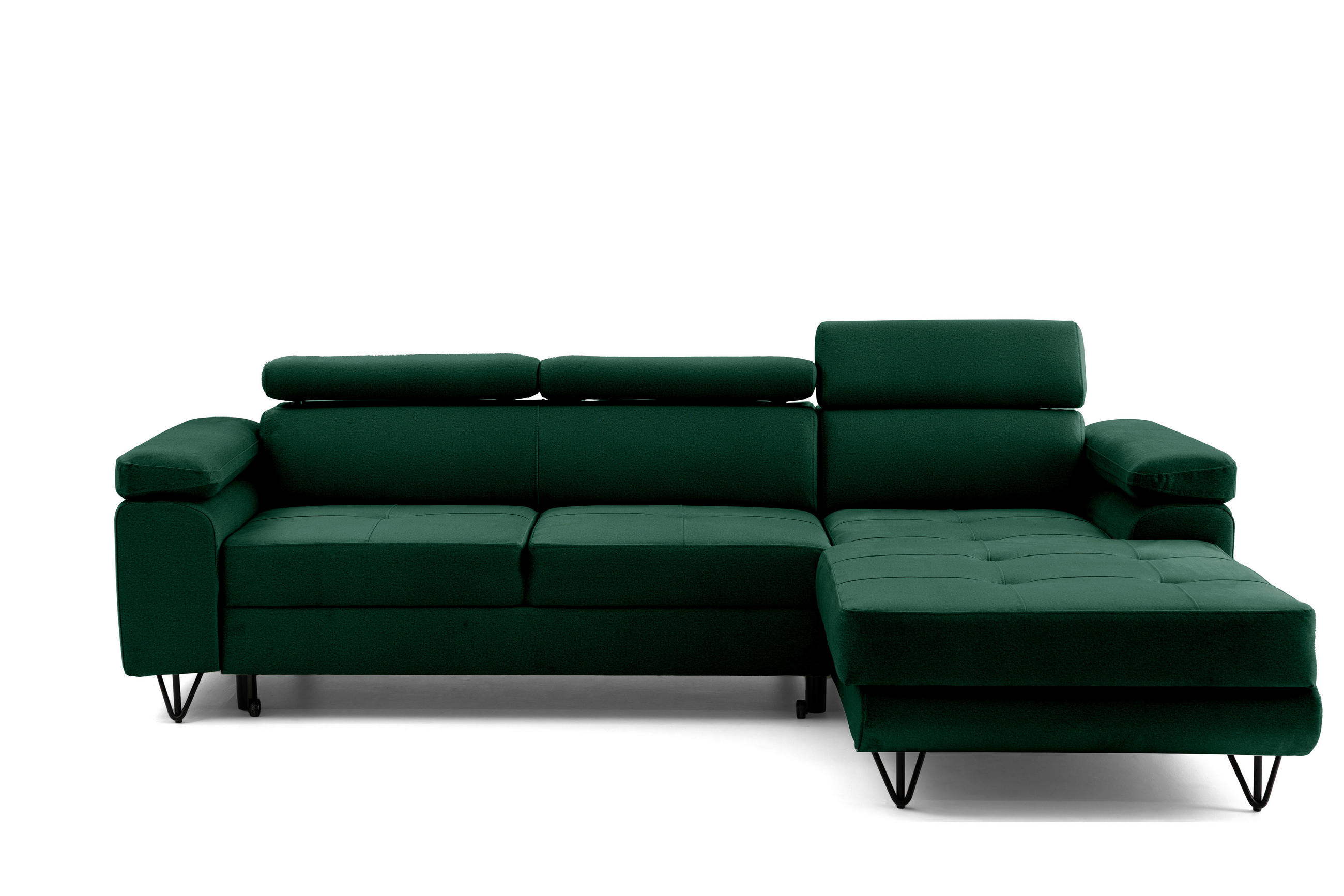 ECKSOFA NORIS L Dunkelgrün mit Schlaffunktion Rechts - Dunkelgrün, Holz/Textil (250/183cm) - Muffo