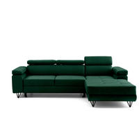 ECKSOFA NORIS L Dunkelgrün mit Schlaffunktion Rechts - Dunkelgrün, Holz/Textil (250/183cm) - Muffo