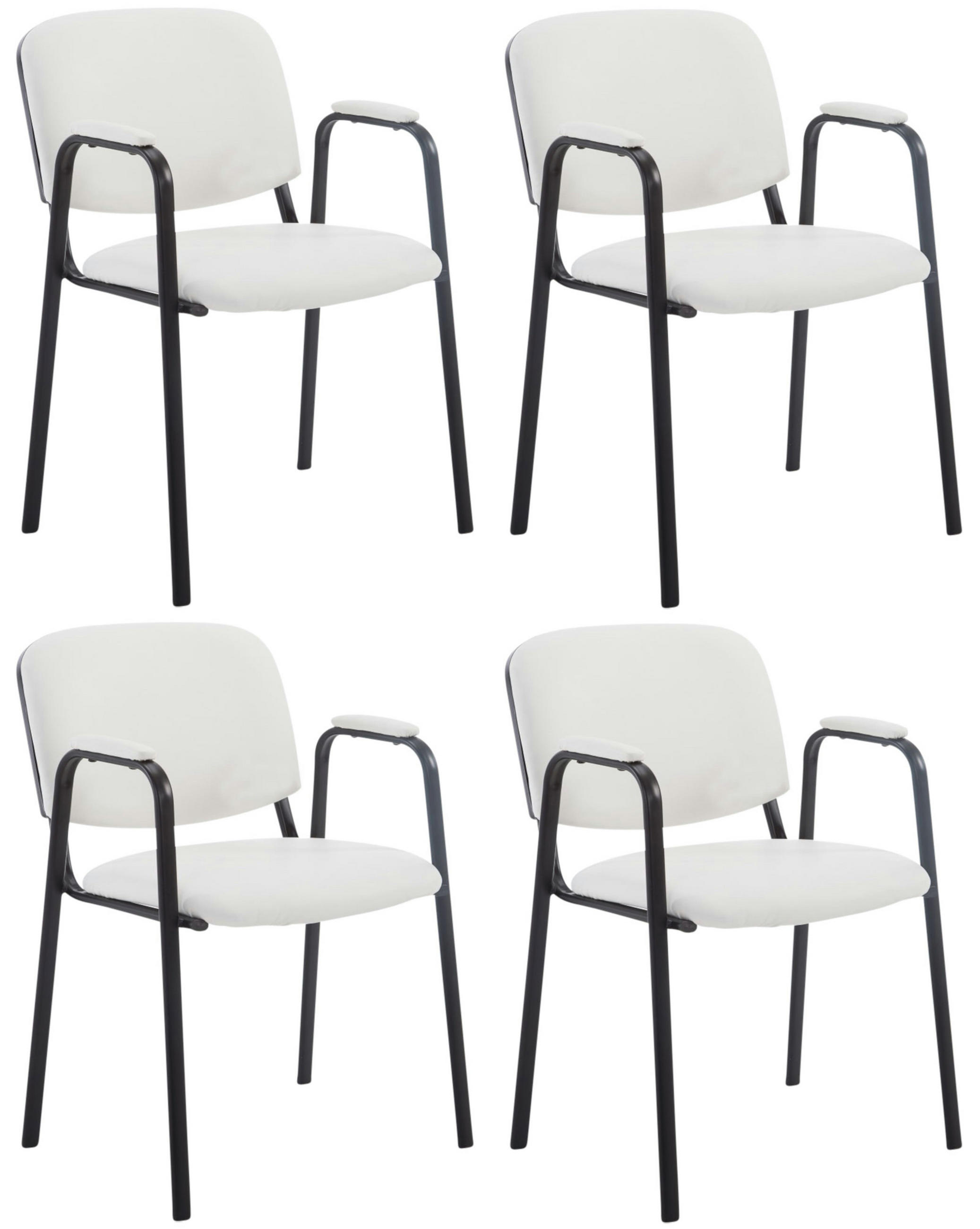 BESUCHERSTUHL 4er Set Lederlook weiß - Weiß, Textil/Metall (53/79/55cm) - CLP