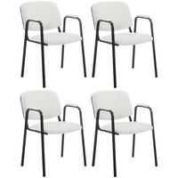 BESUCHERSTUHL 4er Set Lederlook weiß - Weiß, Textil/Metall (53/79/55cm) - CLP