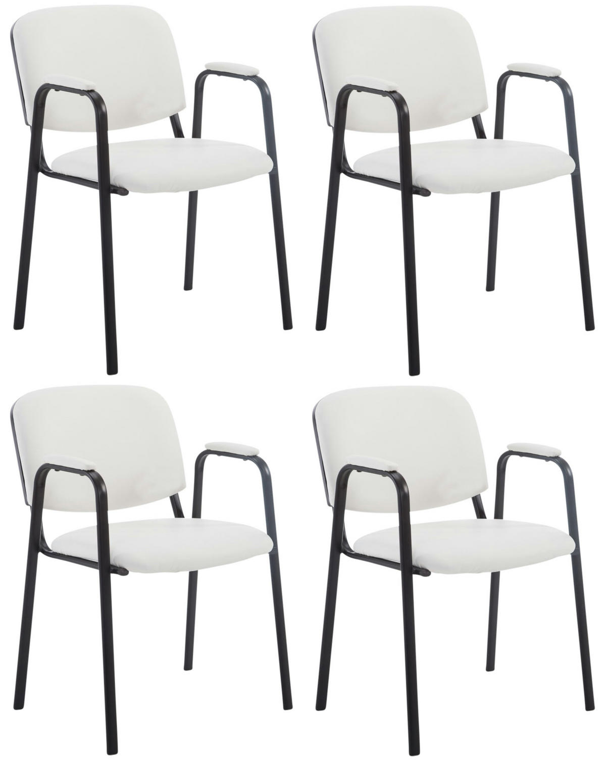 BESUCHERSTUHL 4er Set Lederlook weiß - Weiß, Textil/Metall (53/79/55cm) - CLP