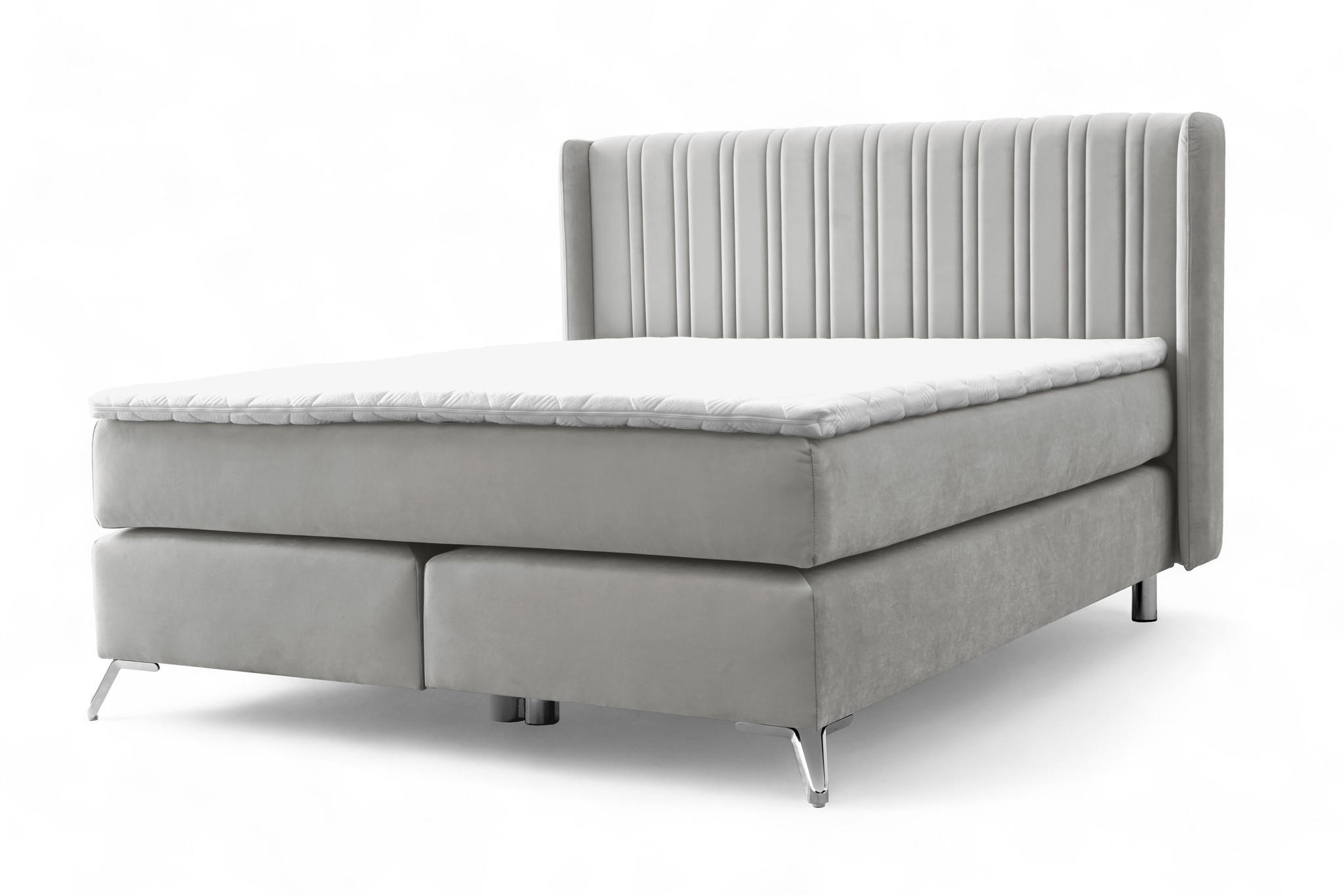 BOXSPRINGBETT Agnus - Hellgrau, Holzwerkstoff/Textil (180/200cm) - Fun Möbel
