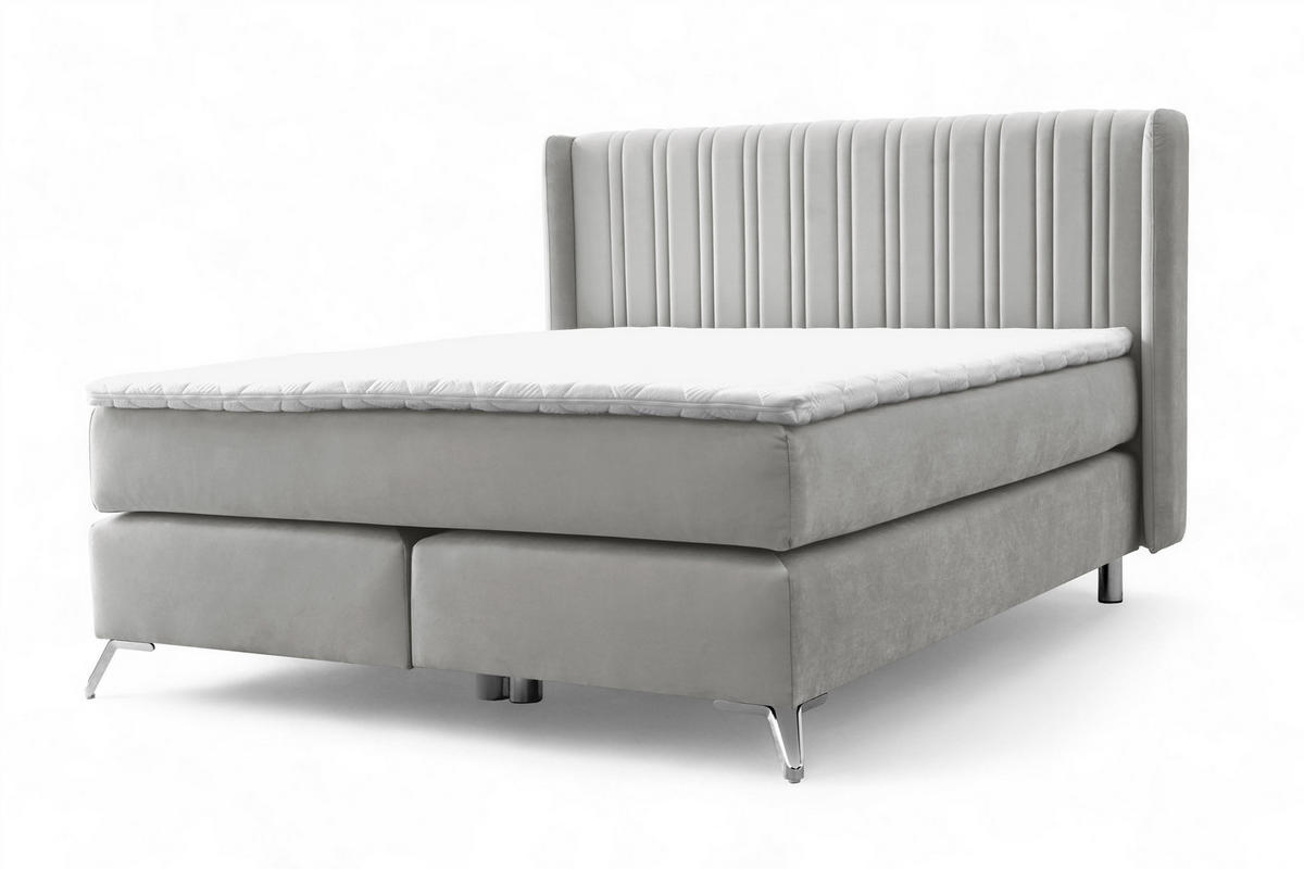 BOXSPRINGBETT Agnus - Hellgrau, Holzwerkstoff/Textil (120/200cm) - Fun Möbel