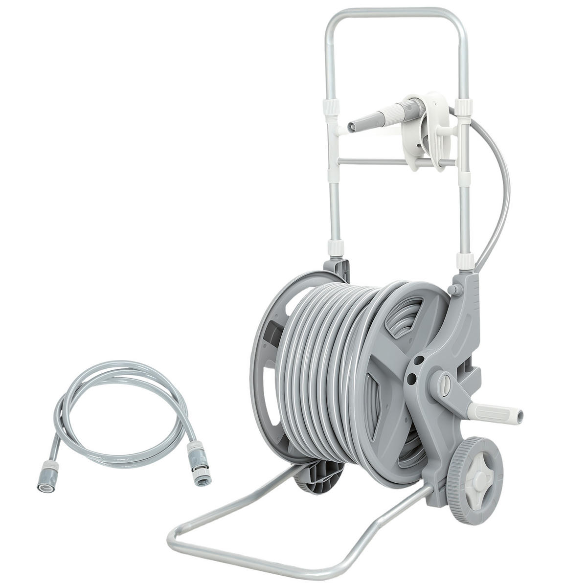 SCHLAUCHWAGEN DE-10254 45 m mit Kurbel und 2 Sprühmustern Grau - Grau, Kunststoff (44/78/45cm) - ComfortXL