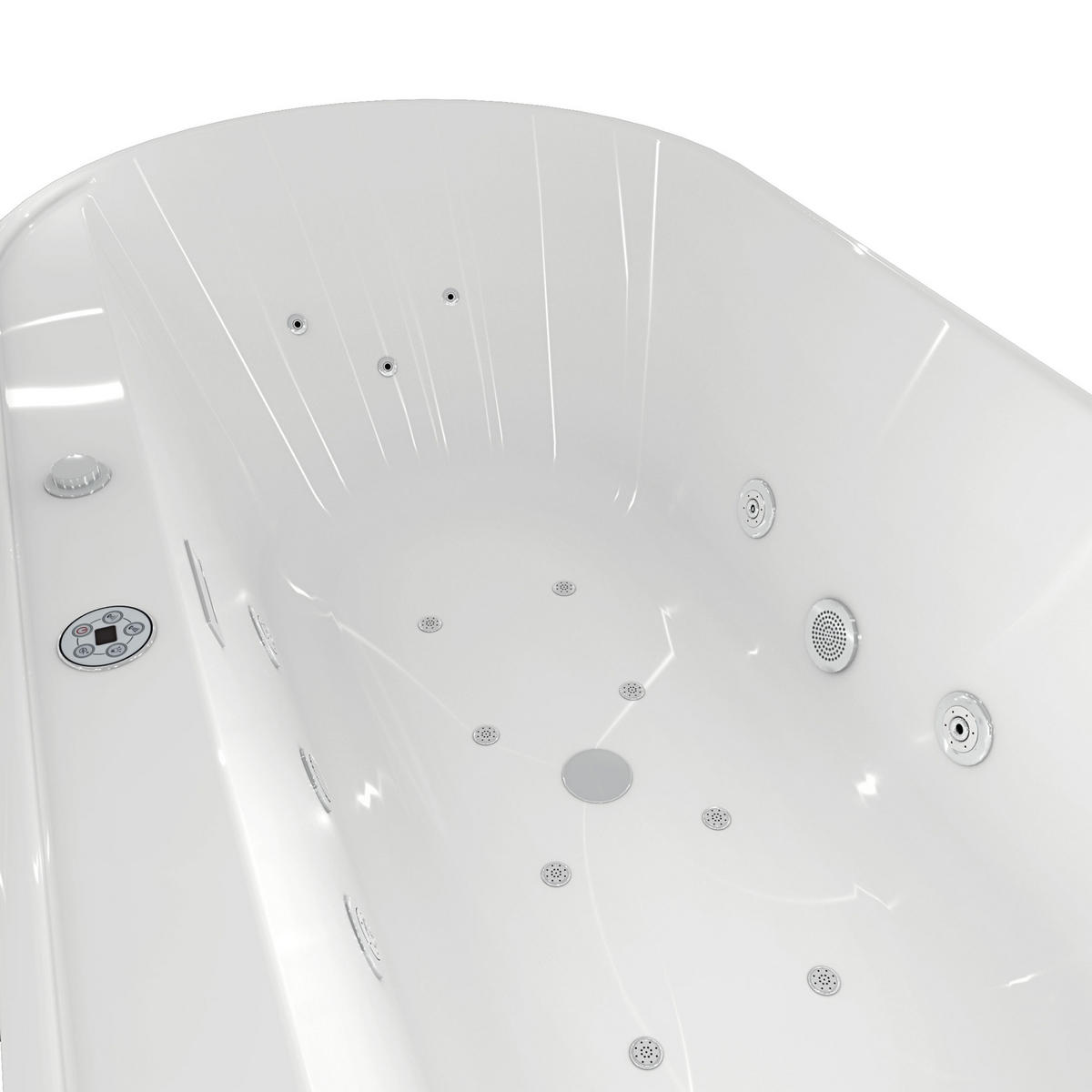 FREISTEHENDE Wanne F29 180x90cm Whirlpool Luft & Wasser Armatur AF04 - Weiß, Glas/Kunststoff (90/58/180cm) - AcquaVapore by Sandra Jentho