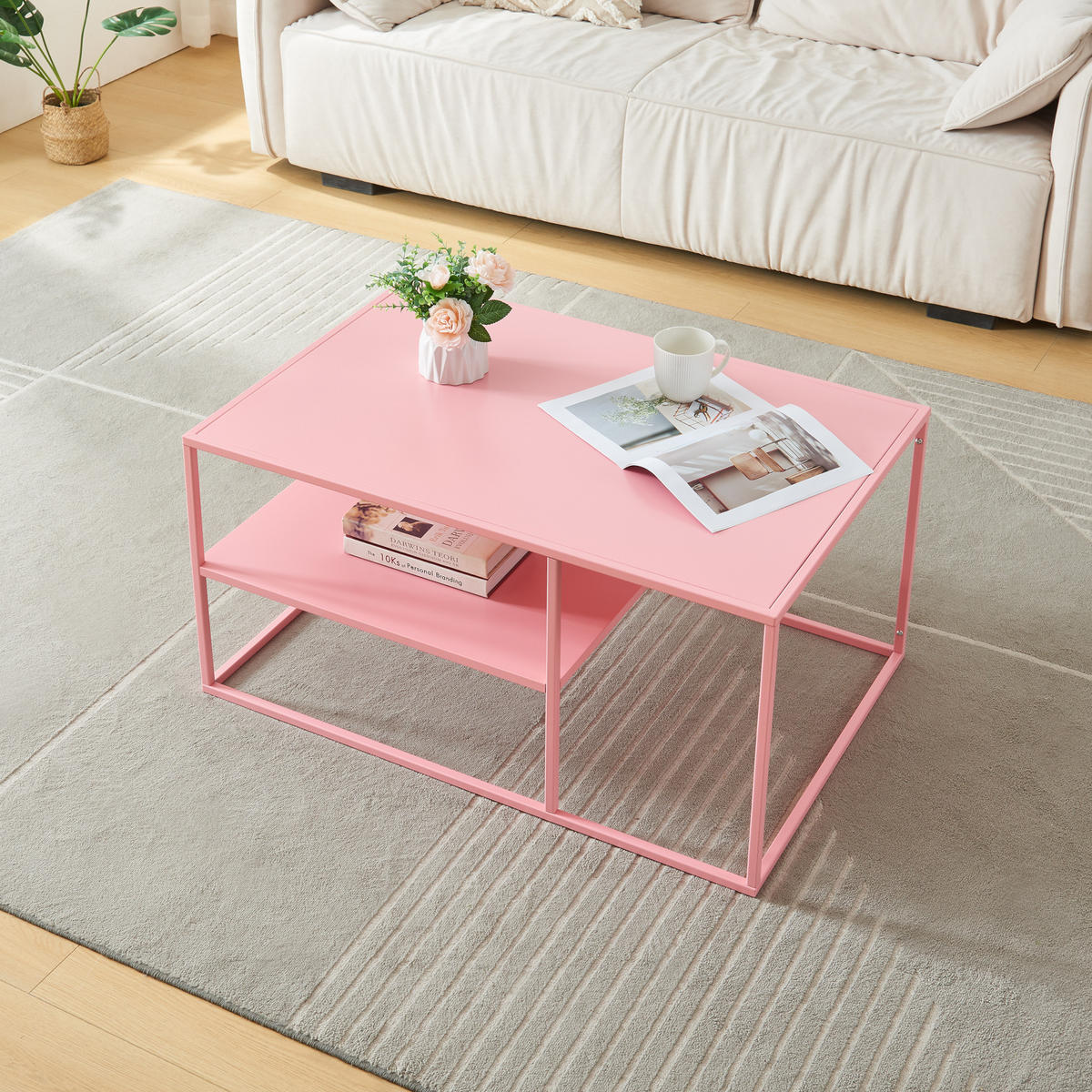 COUCHTISCH Solund 45/90/60 cm - Pink, Metall (60/90/45cm) - [en.casa]