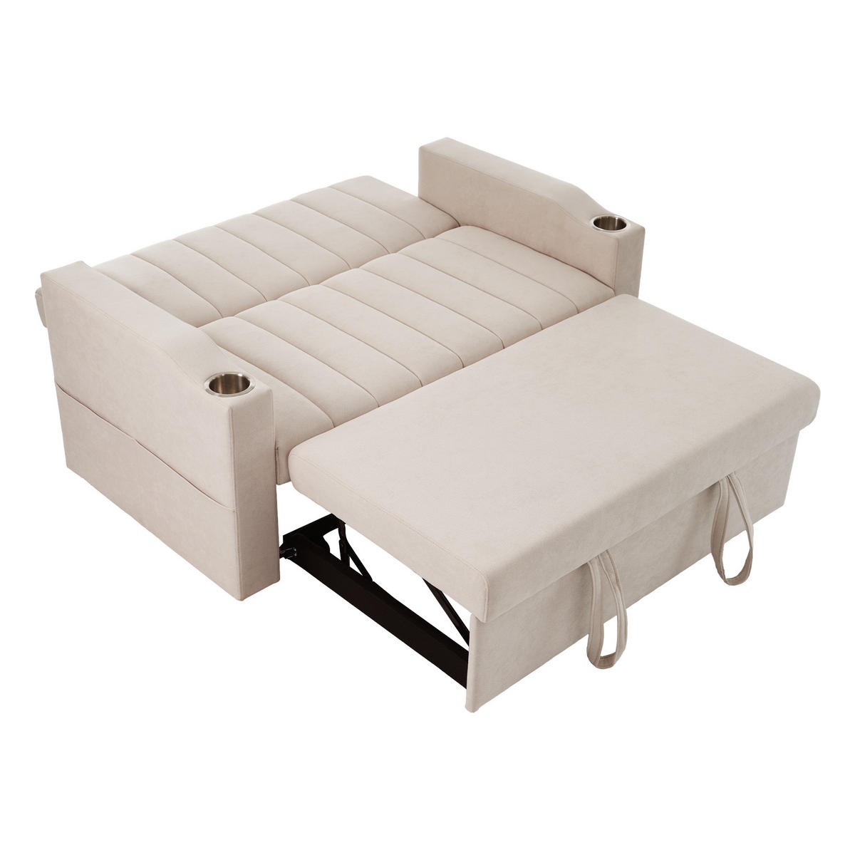 SCHLAFSOFA Baumwollstoff mit 3-fach verstellbarer Rückenlehne Beige 136/162/84 cm - Beige, Textil (84/136/162cm) - Redom