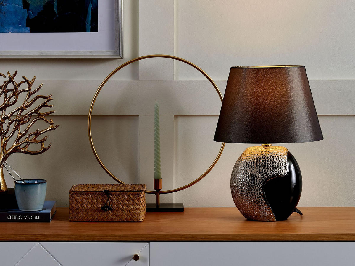 TISCHLAMPE Argun 30/30/42 cm - Schwarz, Keramik (30/30/42cm) - Beliani