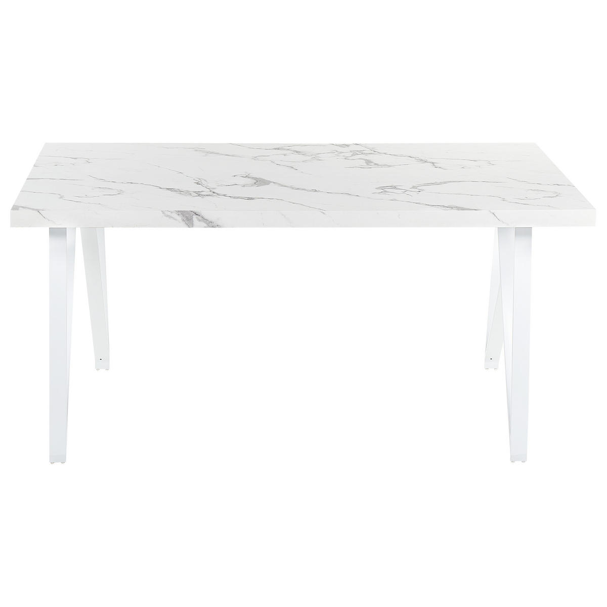 ESSTISCH 160/90/76 cm Weiß grau Rechteckig Grieger - Weiß, Holzwerkstoff (160/90/76cm) - Beliani