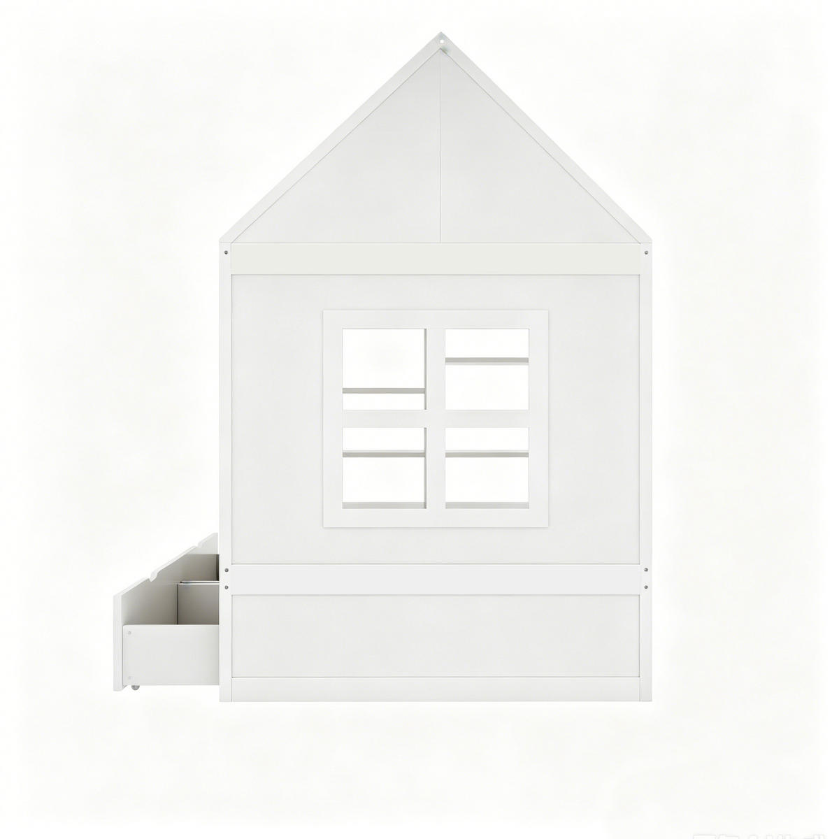 KINDERBETT 90x200 Hausdesign LED Schubladen Weiß - Weiß, Holz (90/200cm) - FLIEKS
