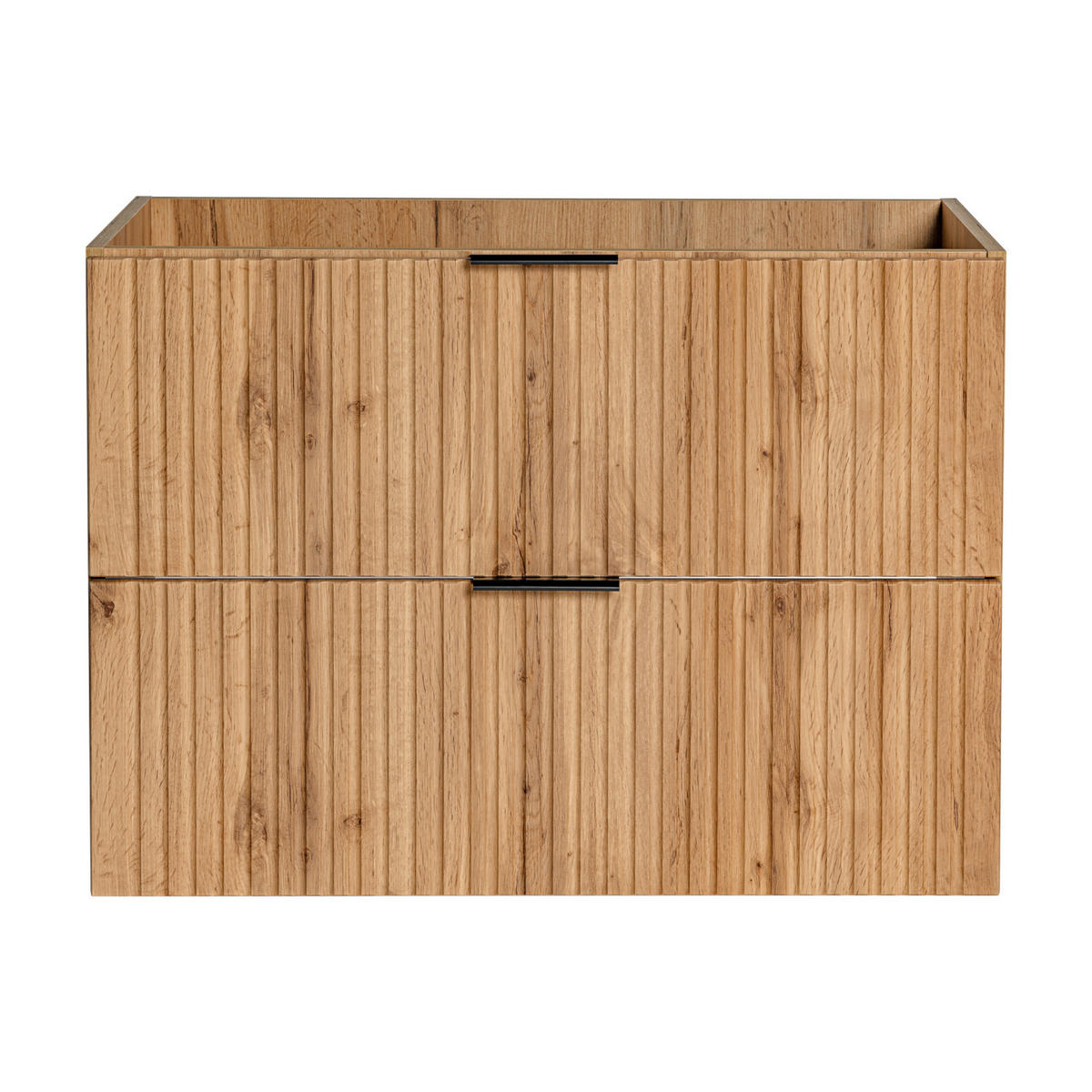 WASHTISCHKOMBI ADEN SET1 Profilierte Fronten Eiche - Eichefarben/Schwarz, Glas/Holzwerkstoff (80/75/46cm) - Komodee