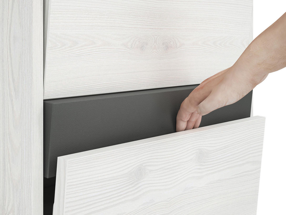 SCHUHSCHRANK Hyga Pinie weiß / anthrazit 50 / 34 / 125cm - Weiß/Grau, Holz/Holzwerkstoff (50/125/34cm) - Feldmann-Wohnen