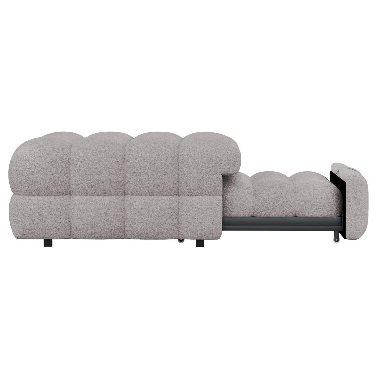 SCHLAFSOFA 2-in-1 aus Teddy-Stoff, ausziehbar, 183/76/42 cm, Grau - Grau, Textil (76/42/183cm) - Redom