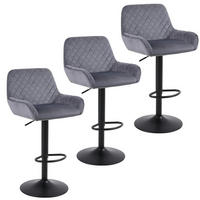 BARHOCKER 3er Set Samt Grau Höhenverstellbar Drehbar - Grau, Textil (51/110/38cm)