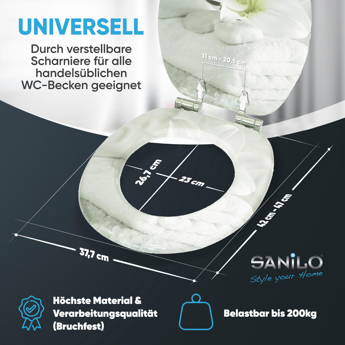 WC-SITZ mit Absenkautomatik Good Feeling - Weiß, Holzwerkstoff (38/6/47cm) - Sanilo