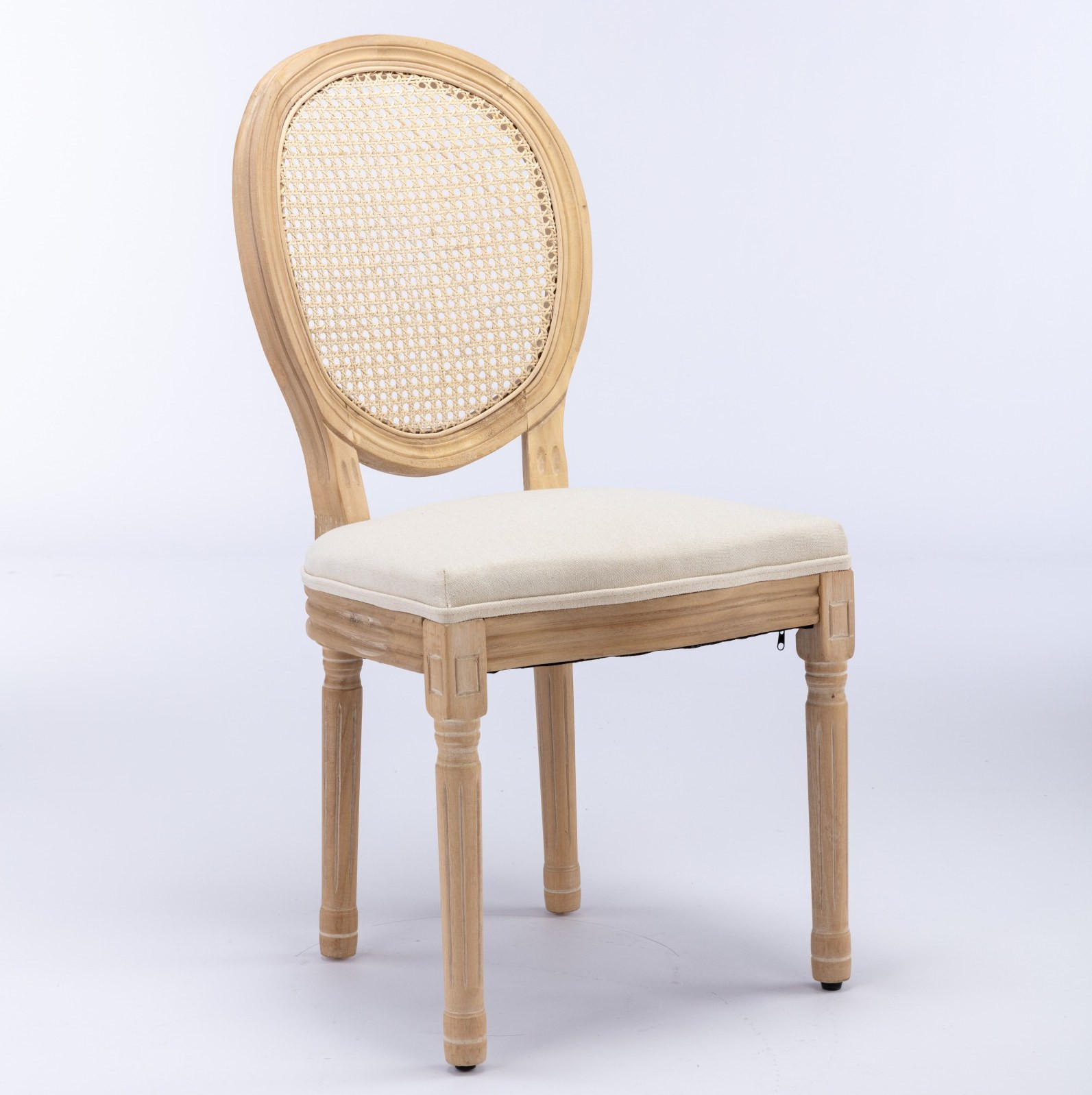 ESSZIMMERSTUHL 2er-Set Französischer Stil Beige Rattan Stoff - Beige, Holz (49/95/59.5cm) - Meubliv