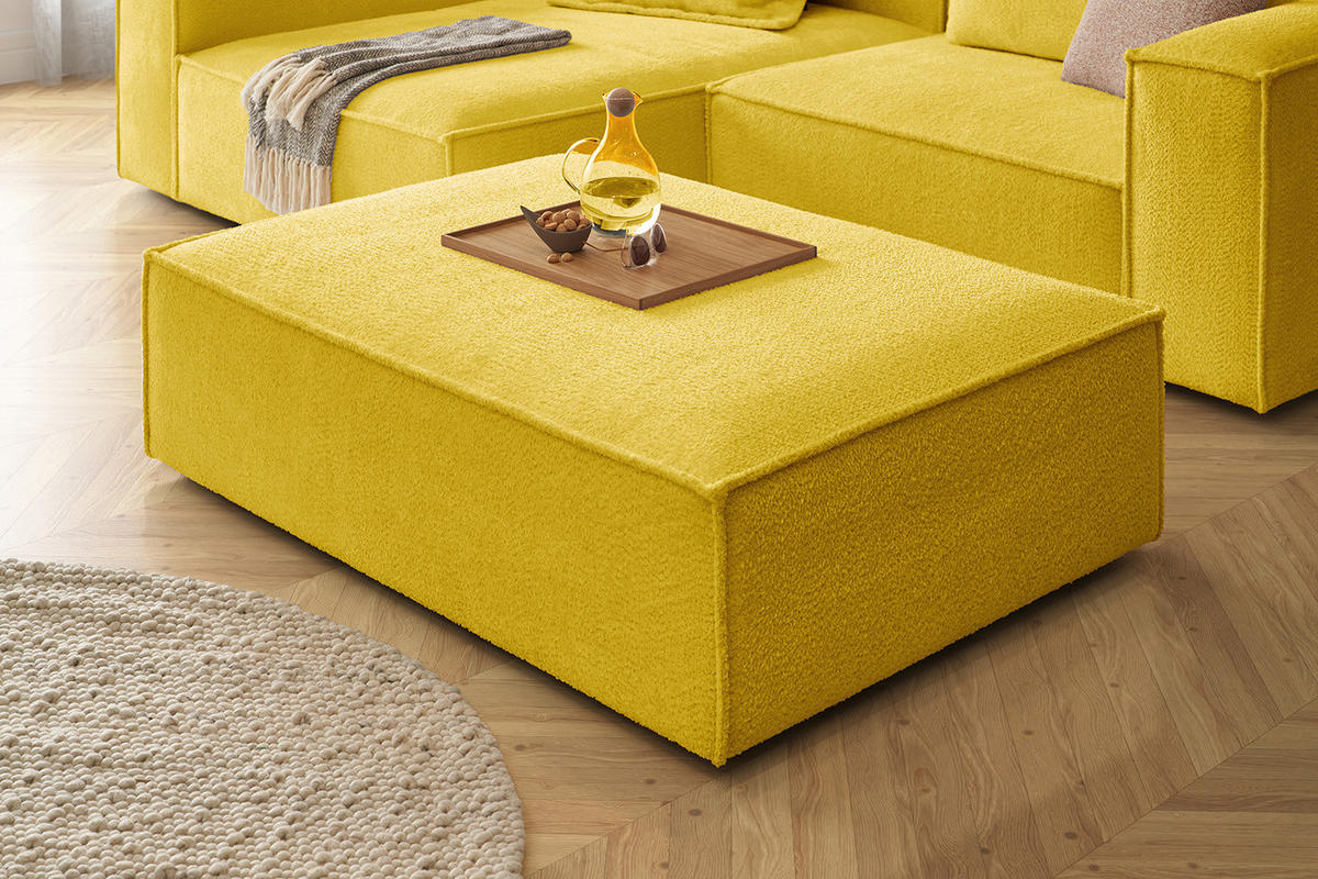 POLSTERHOCKER CARMO Gelb Flachgewebe - Gelb, Textil (145/43/100cm) - KAWOLA