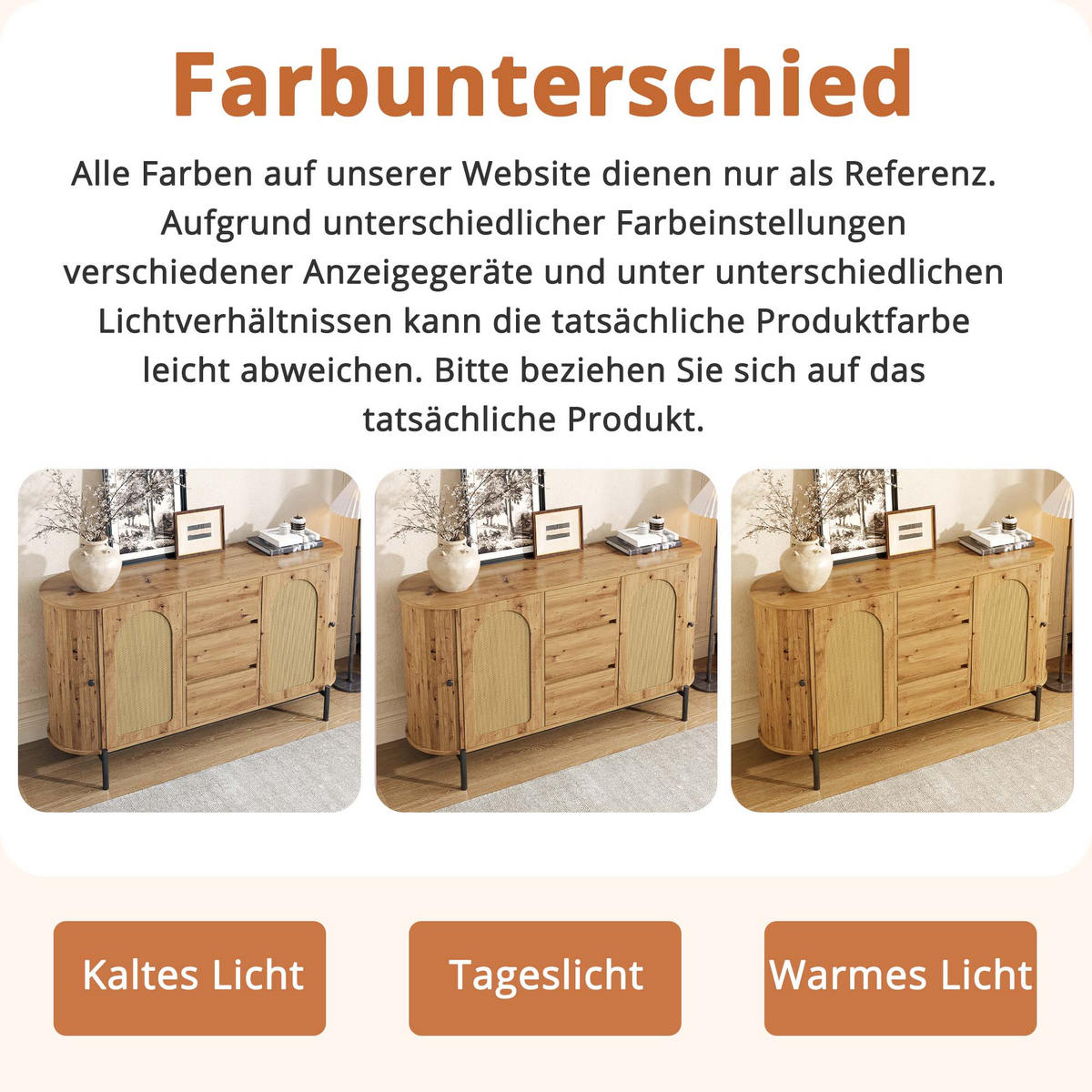 SIDEBOARD Rattan Holzoptik Schiebetüren Metallbeine - Naturfarben, Holzwerkstoff (38/77.5/140cm) - FLIEKS