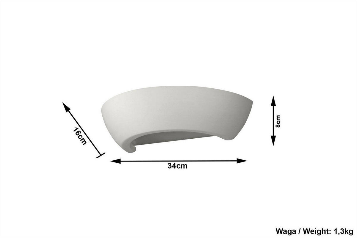 WANDLEUCHTE Keramik Weiß Glas - Weiß, Glas (16/8/34cm) - Sollux Lighting