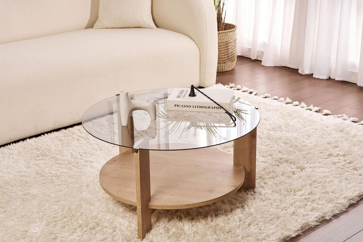 COUCHTISCH Clara Eiche Saphir/Rauchglas - Braun, Holz (75/75/40cm) - Habitat Garten