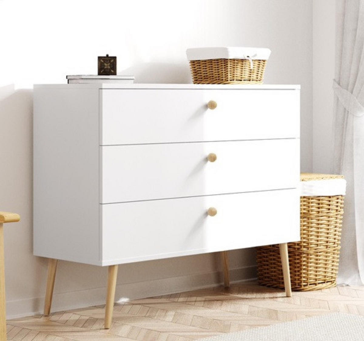 SIDEBOARD Weiß Matt Mit Schubladen - Weiß, Holzwerkstoff (100/85/41cm) - Sepro Meble
