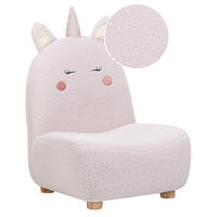 KINDERSESSEL Teddy-Optik pastellrosa Tierform Einhorn Lulea - Hellbraun/Pink, Kunststoff/Textil (50/75/54cm) - Beliani