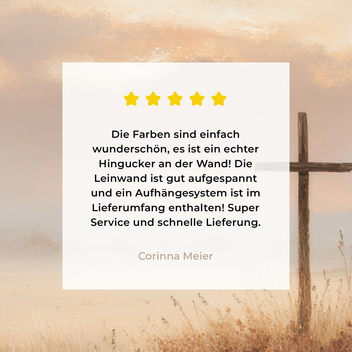 LEINWANDBILD Gras - Morgennebel - Kreuz - Christentum Room Decor 30x40 cm - Beige, Textil (30/40cm) - MuchoWow