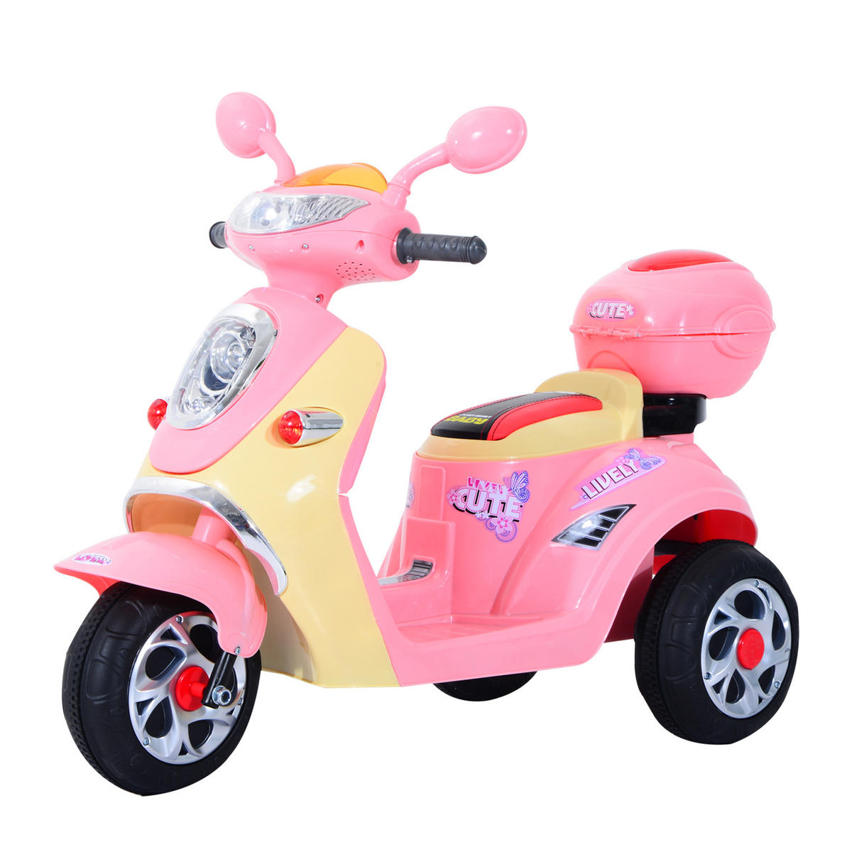 ELEKTRO-KINDERMOTORRAD DE-06088 Dreirad mit Sound und Licht Rosa/Gelb - Multicolor, Kunststoff/Metall (108/51/75cm) - ComfortXL
