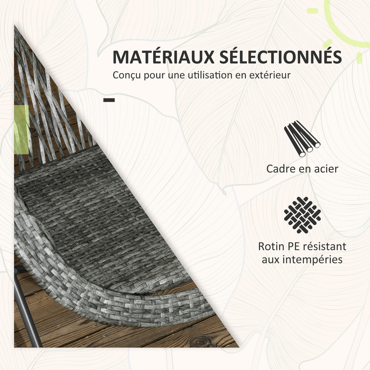GARTENSET DE-13600 4-teilig mit Glastisch & 5 cm Kissen Natur - Grau, Metall - ComfortXL