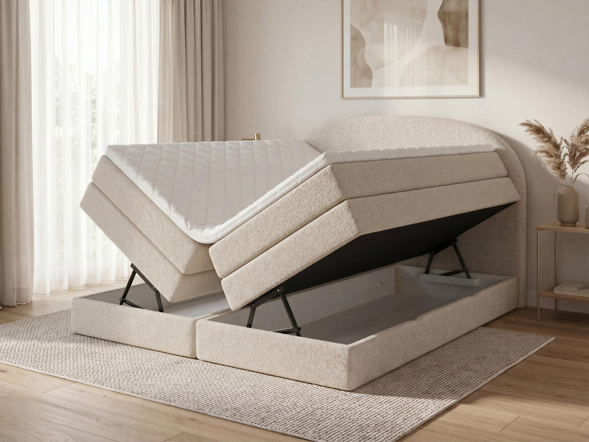 BOXSPRINGBETT Cloud Max - 160x200 -schwarz (Coral 60) - Schwarz, Holz/Holzwerkstoff (160/200cm) - Sofnet