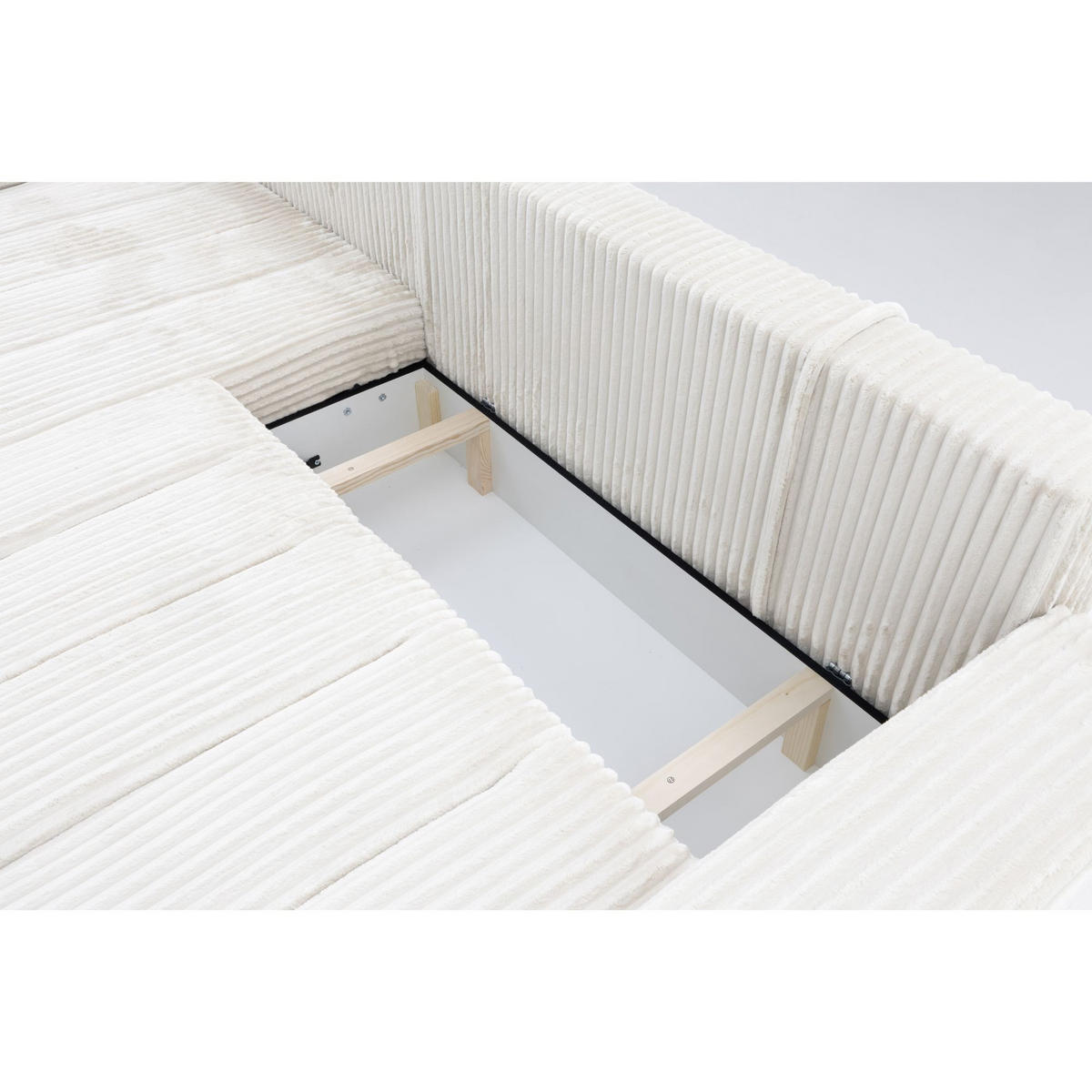 ECKSOFA PIANO L Links mit Schlaffunktion 137x234 Cord Creme - Silberfarben/Creme, Holz/Textil (278/178cm) - Muffo