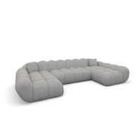 WOHNLANDSCHAFT Liva Hellgrau Strukturstoff U-Form XXL Studio - Hellgrau, Textil (330/70/160cm) - VAROYAL