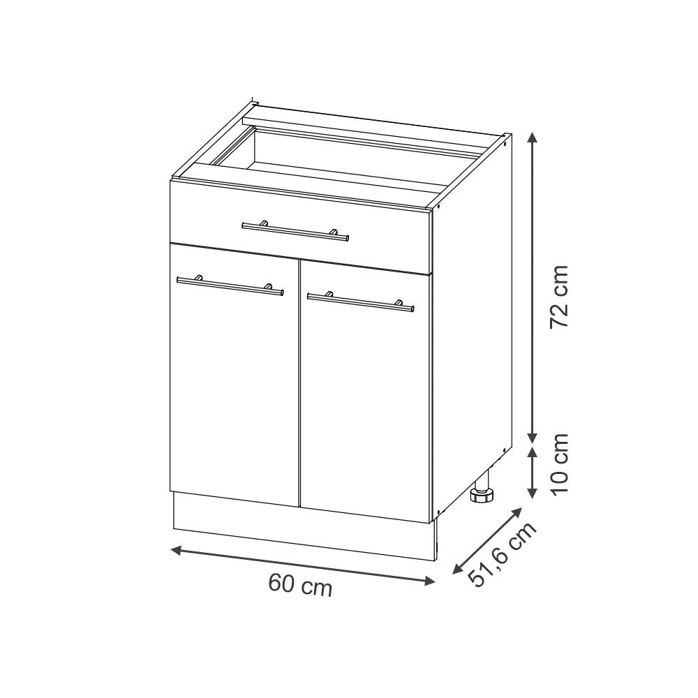 KÜCHENUNTERSCHRANK Fame-Line GrauBeige 60 cm mit Schublade AP Anthrazit - Greige/Weiß, Holzwerkstoff (60/82/60cm) - Vicco