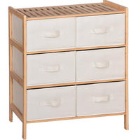 BADEZIMMERSCHRANK Bambus Stoff Beige Natur 66/35/79 cm - Naturfarben, Holz/Textil (66/79/35cm) - Begryf