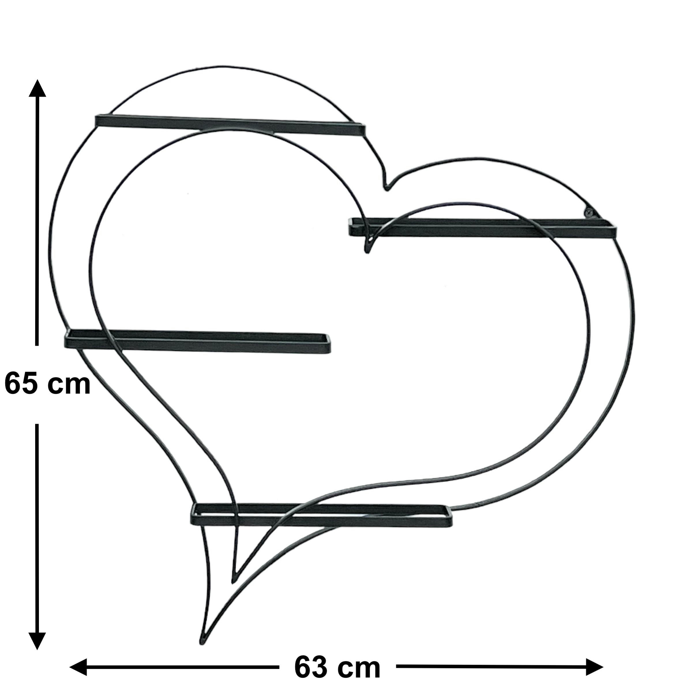 WEINREGAL Herz für 4 Flaschen Metall Schwarz 65 cm 96417 - Schwarz, Metall (63/65/10cm) - DanDiBo
